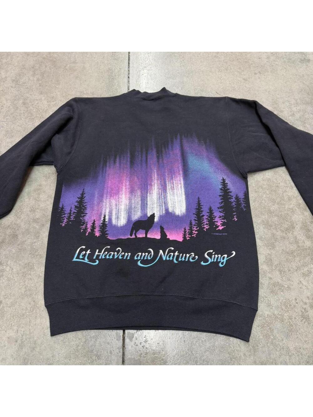 vintage let heaven and nature sing black made in usa crewneck size large - Picture 4 of 4
